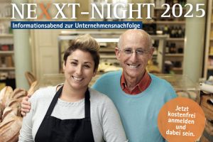 Unternehmensnachfolge im Handwerk und Handel in Brandenburg – Bäckermeister übergibt an nächste Generation im Idealfall mit Bürgschaftsbank Beratung, NEXXT NIGHT 2025 – jetzt anmelden.