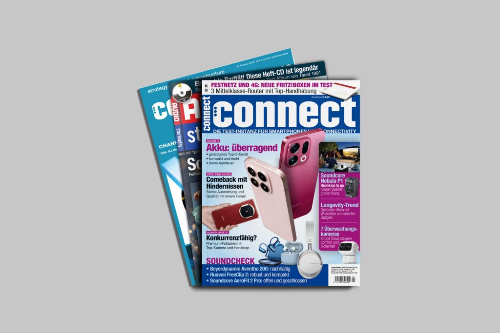 Magazincover von connect und weiteren Titeln aus dem Portfolio der Five Monkeys Media GmbH nach Übernahmen, finanziert mit Bürgschaften der Bürgschaftsbank Brandenburg.